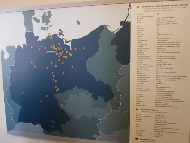 Ravensbrück's network of satellite camps and work details for slave labour (from permanent exhibition) 
